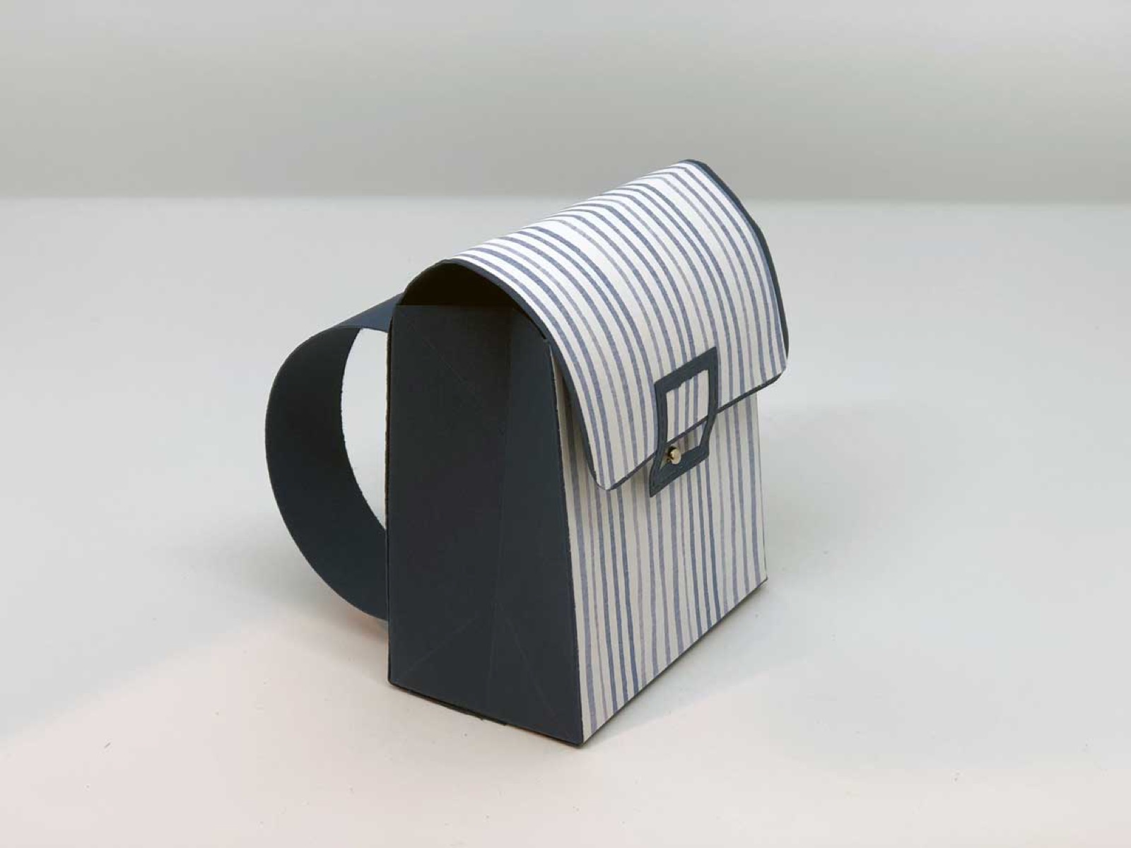 Rucksack-Box von hinten mit Trägern und Deckelklappe